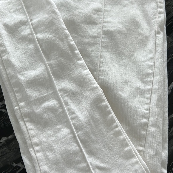 White Split Hem High Waist Pants Street Style Chic - Size S - Picture 11 of 14